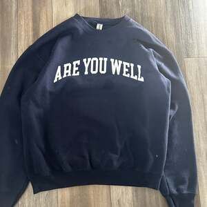 Are You Well Navy Blue Graphic Crewneck Sweatshirt